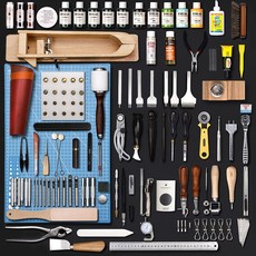 가죽 DIY 공예 세트 소가죽 공방 가방 공구 재료 키트 가죽제품 만들기 세트, 전문복1-소형목재홀더 랜덤색상
