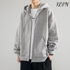 KOPN 카디건 코트 남춘 가을 빅 사이즈 순색 백허그 캐주얼 헐렁헐렁 백허그 후드 지퍼 재킷