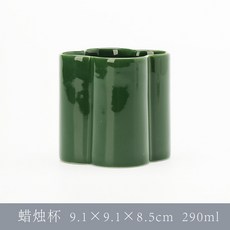 CHANGHONG 四葉草陶瓷香薰蠟燭罐, 1個, 亮光綠（不含蠟燭）