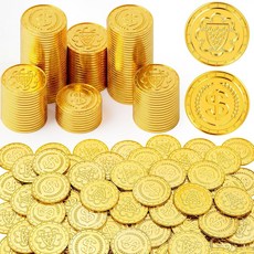 JOYIN 00 PCS 금화 가짜 플라스틱 동전 파티용 해적 플레이 보물 벌크 세인트 패트릭스 파티 장 헌트 게임 용품