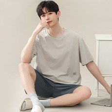 마르도 여름용 남성 루즈핏 반팔 파자마 세트 심플 디자인