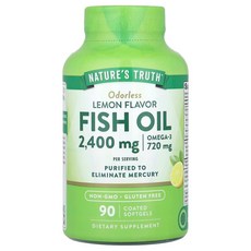 Nature's Truth 피쉬 오일 레몬 코팅 소프트젤 90정(소프트젤 1정당 1200mg) NTH-10170, Nature's Truth, 피쉬 오일, 레몬, 코팅, 1, 90정