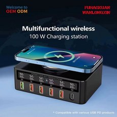 다기능 충전 허브 어댑터 원플러스 프로용 스테이션 고속 포트 무선 USB 라벨리아, R. PDQC무선 영국 플러그