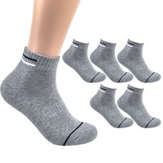 더베이직 남성용 국산 두꺼운 이중쿠션 두줄 스포츠 단목 양말 6켤레, 그레이, 6개