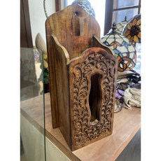 實木雕刻掛式面紙盒 民宿咖啡廳適用 品味獨特壁掛面紙收納盒