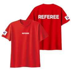 REFEREE 레프리(심판) 레터링 반팔 라운드 티셔츠, S, 1.라운드넥 반팔 레드