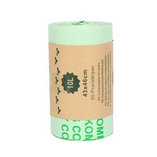 50pcs 6/8/10L 쓰레기 봉투 생분해 성 가정용 주방용 퇴비화 가능한 라이너 가방, 02 10L-43X46cm, 10L 43X46cm