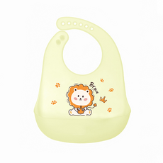 GUEFOON 嬰幼兒防水立體矽膠接食可調節, 1個, 1個裝, 透皇冠獅子:如圖所示（2325）