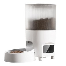 【限時下殺】保固五年 金寵智能自動寵物餵食器 定時餵食 不卡糧 貓狗通用 飼料機 餵食器 自動餵食器 定時餵食器 寵物餵, 1個, 6L智能定時定量餵食器 長效鎖鮮, 米色, 6L