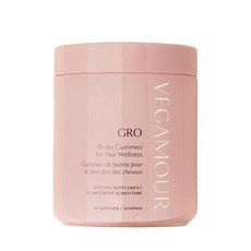 VEGAMOUR GRO 비오틴 젤리 5000mcg 비오틴이 함유된 딸기 맛 비타민 A B C E B-12 등이 건강한 모발 비건 젤리 지원 30개입 381059