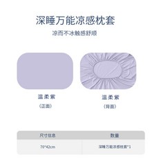 冰絲枕套 涼感透氣 A類材質 夏季適用 記憶棉內膽套 一對裝 舒適睡眠 柔軟親膚+溫柔紫+多功能枕套【一對裝】, 溫柔紫