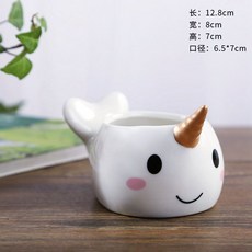 인형 화분 세라믹 코끼리 다육 플랜테리어 감성 인테리어 오브제 소품 장식 꽃병, 귀여운 일각고래