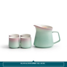 핸드드립서버 도자기 포트 주전자 저그 드립세트 커피, 301mL 이상 400mL 이하, 아쿠아그린 4개, 1L