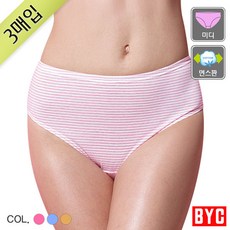 BYC 여성 편한 면스판 선염 미디 삼각 팬티 3매 915789