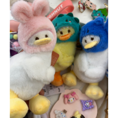 수리39링 [당일출고] 갸우뚱 오리 인형 키링 곰돌이 털모자 빼꼼 덕 귀여운 가방 열쇠고리 가방고리 치즈덕 키홀더, 그린, 1개