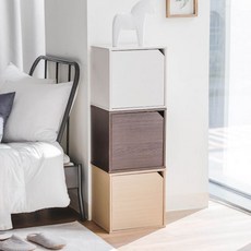 아이리스 코리아 도어형 우드 수납장 수납 공간 박스 CQB-35D, 베이지