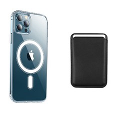 쇼즐 맥세이프 투명 핸드폰 케이스+카드지갑 세트, 아이폰 14 pro max+블랙 카드지갑, 1개
