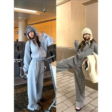 黑哥 休閒套裝女 結構綫條衛衣大學套裝 慵懶休閒連帽衛衣大學休閒褲兩件套女 韓版顯瘦