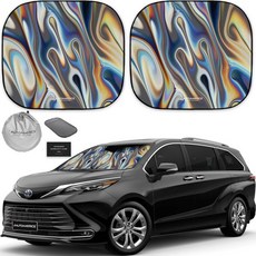 오토아메릭스 윈드쉴드 썬쉐이드 2피스 접이식 자동차 전면 유리창 대부분의 세단 SUV 트럭 오토 썬 블로커 바이저 프로텍터가 최대 자외선을 차단하고 차량을 시원하게 유지 중간, MAX (LARGE), CHROME LIQUID, 1개