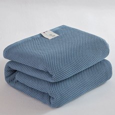 순면 워싱 누빔 침대패드 200x230cm 그레이 고밀도 와플패드 사계절, 벌집 레이크 블루