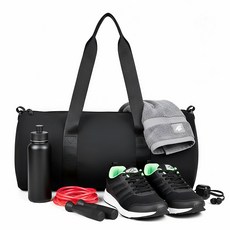 듀엘라 스포츠 여행용 나일론 방수 가벼운 더플백, 1개, 블랙