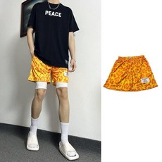夏季薄款網眼潮牌豹紋美式短褲男運動訓練速幹籃球褲四分褲不過膝
