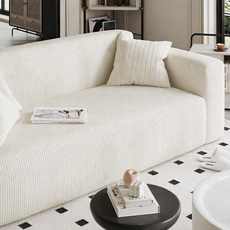 [먼지없는] 아로무드 와플 소파커버 + 자체제작 고정 스펀지, 아이보리, 1개