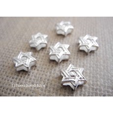 熊手創925純銀DIY材料六角星配件單顆-國際標準純銀飾品零件, 1個, 六芒星,單個