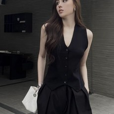 Beelski 여성용 여름 브이넥 나시 베스트 정장원단 카디건 민소매 반팔티