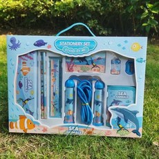 文具 太空人文具套裝跳繩六一兒童節禮物生日伴手禮盒文具幼兒園獨角獸JIAL3, 1個, 海洋