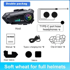 오토바이 헬멧 블루투스 헤드셋 인터콤 스마트 소음 감소 대형 배터리 48 시간 방수 Y10-2X IPX6, 04 Y10-2X Soft Mic 2pcs