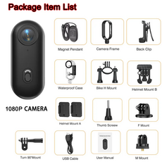 2025 마그네틱 4K POV 프로 캠 셀카 128GB 울트라 미니 WiFi 스포츠 레코더 헬멧 바디 사이클링 브이로그, With 32G TF Card, 04 FHD 1080P Black