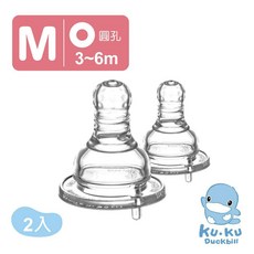酷咕鴨 防脹氣母乳型標準圓孔奶嘴M-2入, 1個