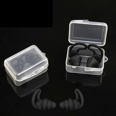 三層降噪防水矽膠睡眠耳塞 鯊魚鰭設計, 1個, 幻影黑(附贈收納盒裝)