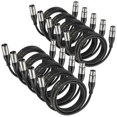 EBXYA XLR 케이블 2피트 10팩 - 3핀 남녀 마이크 스피커 케이블 블랙, Black, 6 Feet-10 Pack