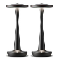 SAKRINGT 충전식 무선 테이블 램프 72시간 배터리 작동 LED 조명 레스토랑 파티오 다이닝 야외 캠핑용 휴대용 터치 조도 조절 가능 램프, X81-2팩 블랙