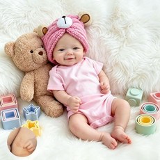 길루타이 16인치 소프트 리본 실리콘 아기 인형 소녀가 입을 벌리고 실제 아기 장난감처럼 보이는 현실적인 신생아 인형