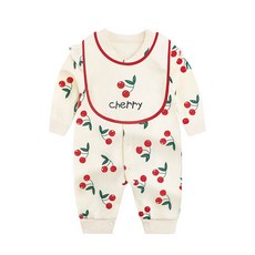 모모쨩 아기 체리 턱받이 우주복