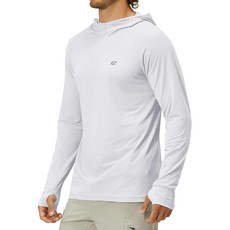 아마존평점4.5+ 미국출고 213641 남성용 UPF 50+ 긴소매 자외선 차단 후드 수영 셔츠 래쉬가드 낚시 의류 SPF 셔츠 라이트 그레이.