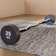 고무코팅 고정형 바벨 세트 헬스장용 상업용 바벨거치대 홈짐세트 20kg 우레탄 중량원판세트 아령 덤벨 웨이트바 운동용품, 25KG 곡선 바벨, 1개, 25kg
