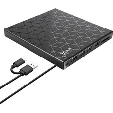 vvia 외장 CDDVD 드라이브 초슬림 CD 버너 USB 3.0 4개 포트와 2개 TFSD 카드 슬롯 포함 노트북 맥 PC 윈도우 111087 리눅스 운영체제 맥북 프로에어, vvia 외장 CDDVD 드라이브 초슬림 CD 버너 U
