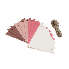 吸貓室 露營野餐皮革三角旗組，居家牆壁裝飾生日派對彩旗帳篷布置, 皮革三角旗｜粉