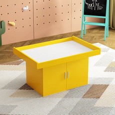 수제 테이블 장난감 대형 블록 상업용 모래 놀이터 기구 어린이 놀이터용 테이블과 캐비닛, 1. 120x80x55 노란색 (테이블)