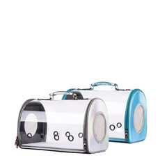 寵物外出背包 貓咪透氣太空艙 手提斜挎雙肩 寵物包大容量 可摺疊 寵物外出箱 旅行貓籠子 貓窩, 藍色,大號, 1個