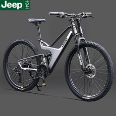 Jeep 산악자전거 풀샥 MTB 초경량합금 듀얼 서스펜션 디스크브레이크 리어샥 가성비, 1개, 178cm, 그레이, 26인치, 24단