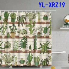 BO雜貨 植物仙人掌浴簾 180x180cm 滌綸防水遮擋隔斷, 1個, YL-XRZ19