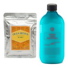 염색세트 헤나 염색약+헤나믹싱제 새치커버 식물성 염모제 두피 진정 모발케어 시술도구포함 [올가], 1개, 블랙