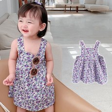 퍼플 가든 데이지 아동 민소매 원피스 아기원피스 유아원피스 애기원피스