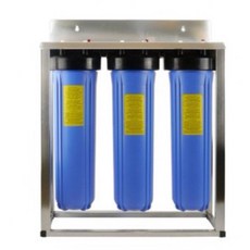 H2O-生活雜貨館 淨水器 20吋大胖三道白鐵腳架過濾器 全戶水塔過濾器 不鏽鋼腳架, 1個, 20吋大胖(PP+樹酯+CTO)2壓力