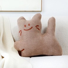 인테리어 쇼파 고양이모양쿠션 허리받침 사진 봉제인형 커피색 쿠션형 고양이 45x45, 커피색 점프형 고양이 45x42, 쿠션 커버+쿠션 속통